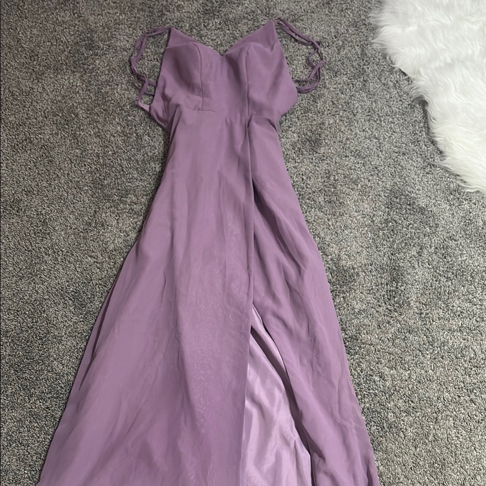 Azazie Purple Sundress with Cap Sleeves and Spaghetti Straps